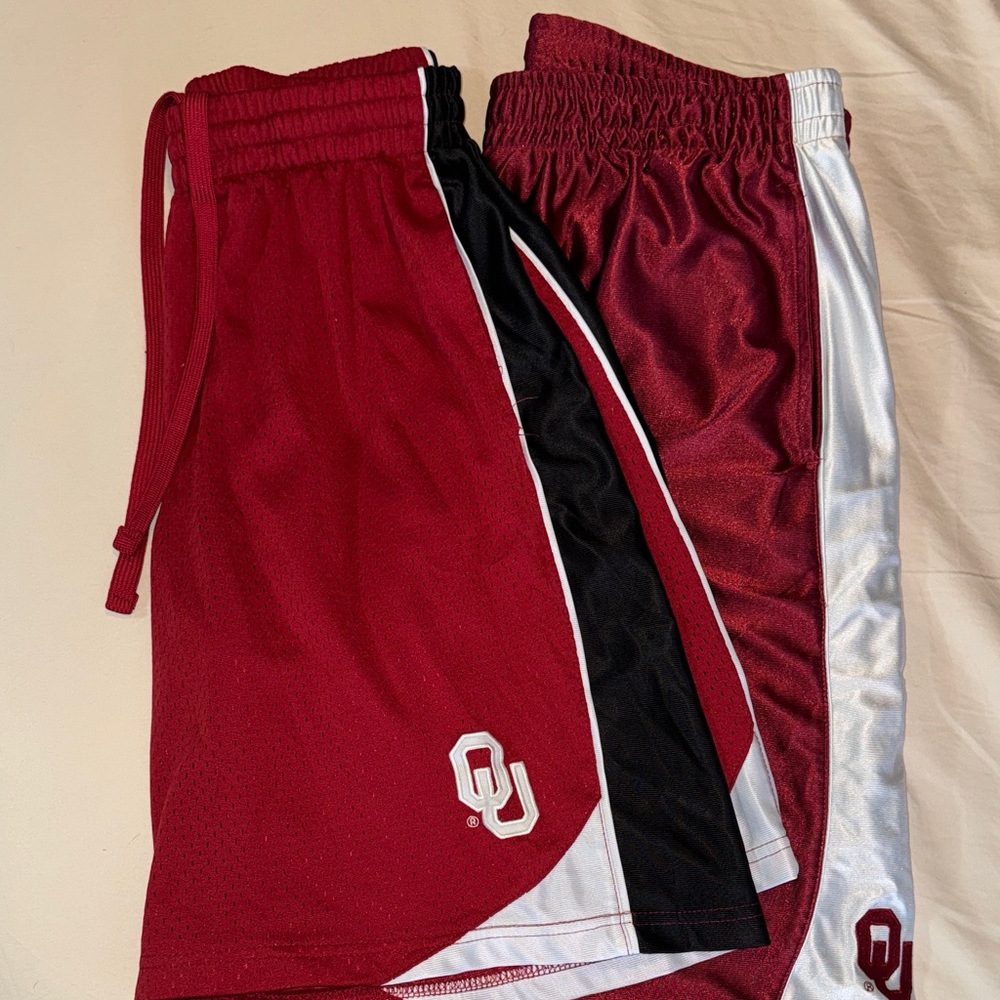 2 OU college Athletic Shorts - Red and White